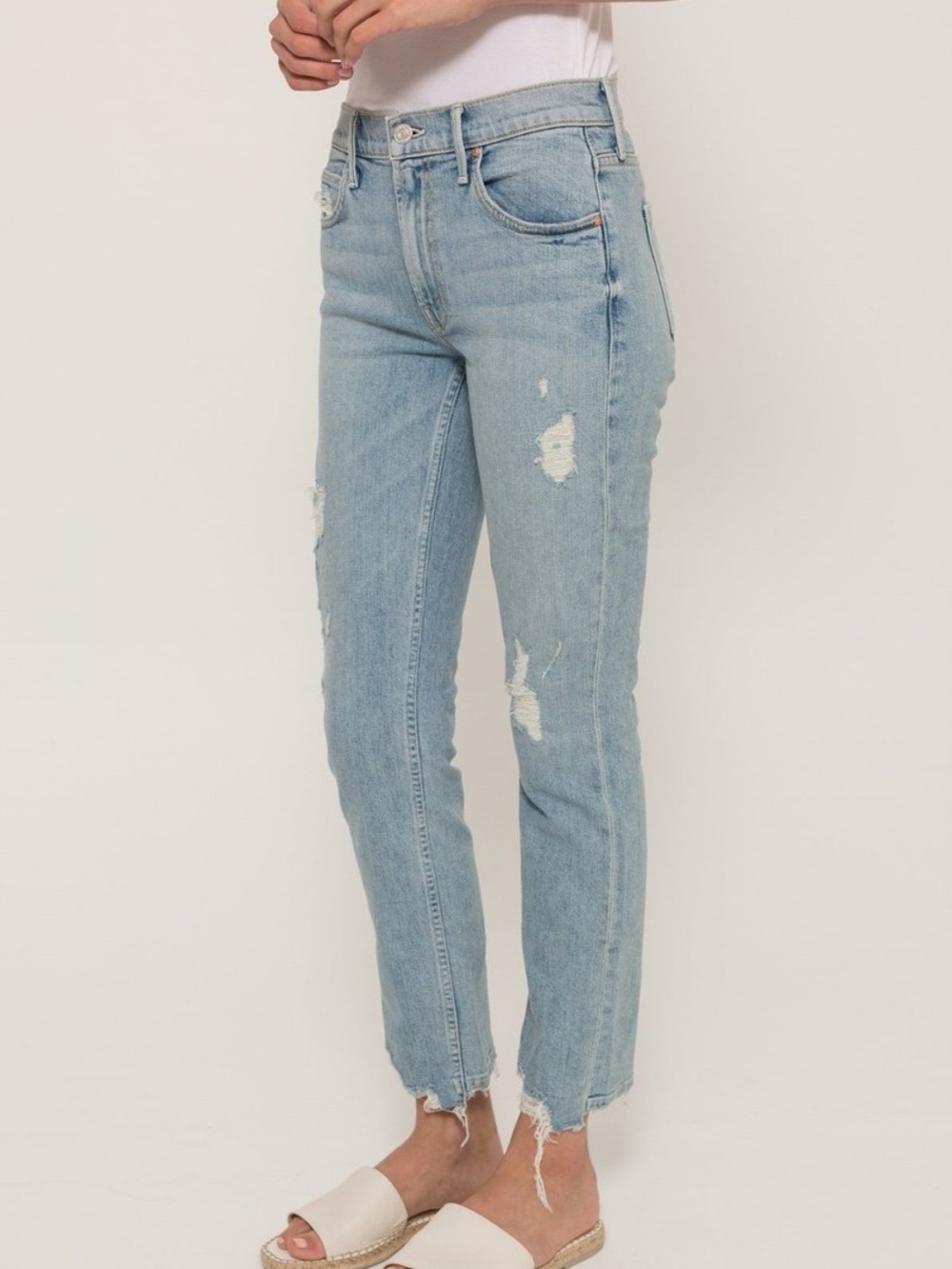 MOTHER Denim The Flirt Ankle Fray Jeans Size 29 - Picture 1 of 12